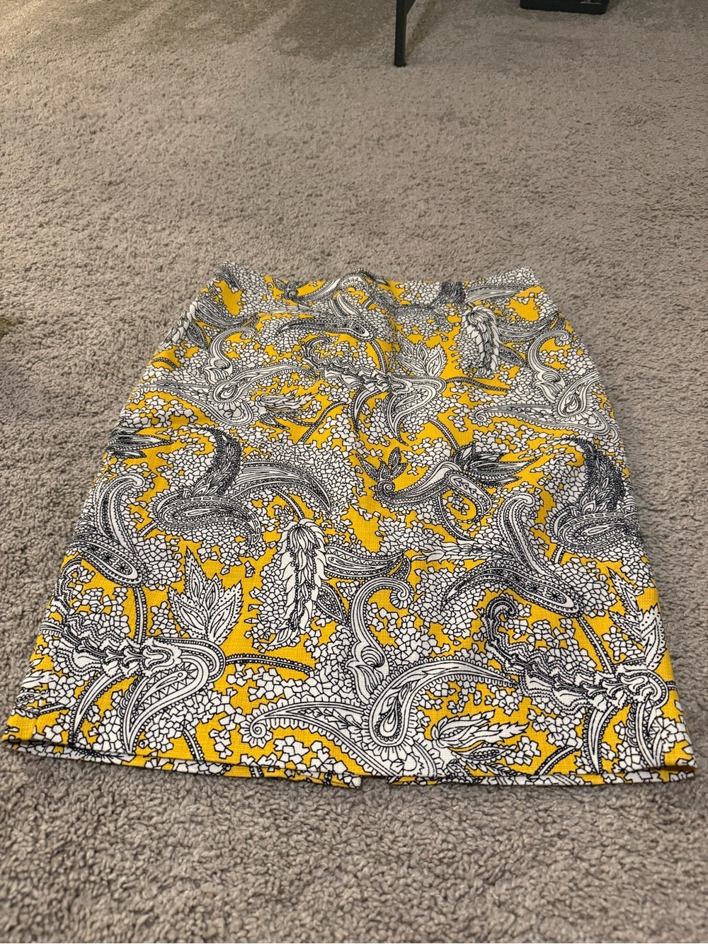 J.Crew Yellow Paisley Pencil Skirt Size 2